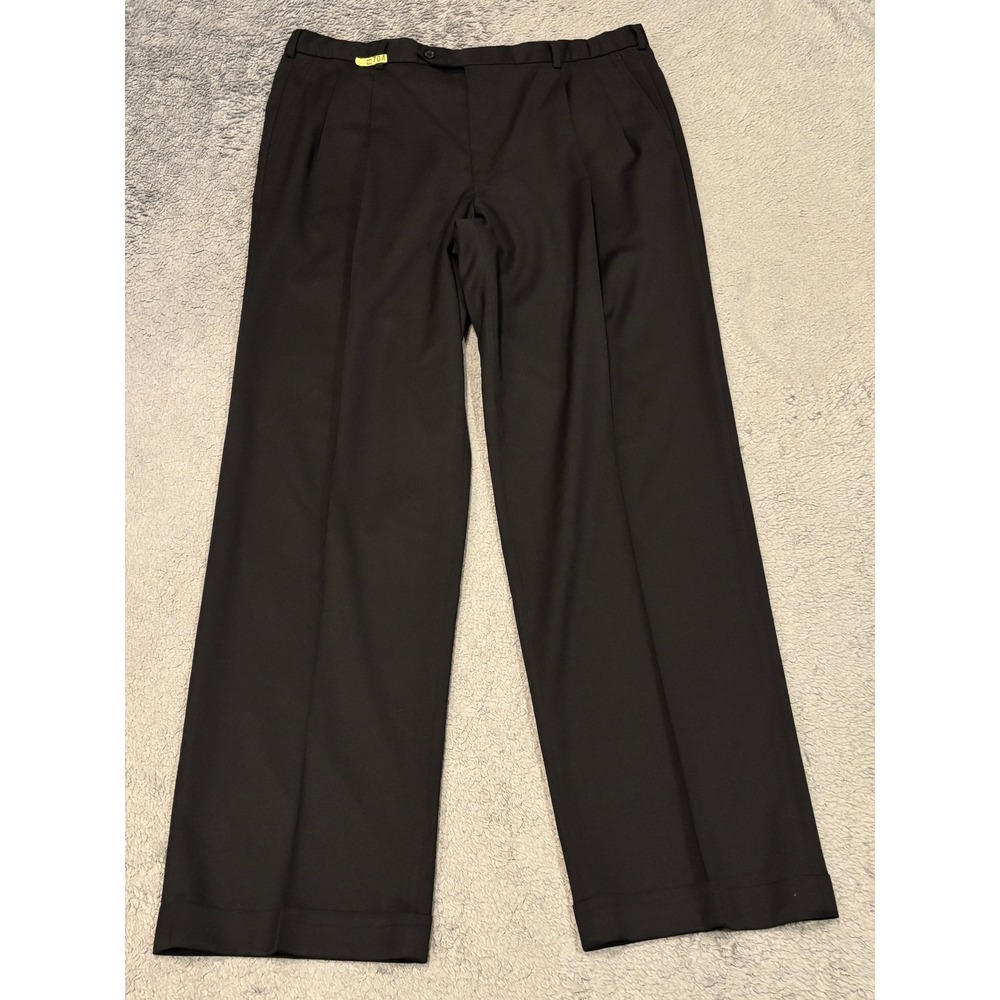 Brooks Brothers 1818 Madison Black Wool Pleated Cuffed Dress Pants 41W 34L